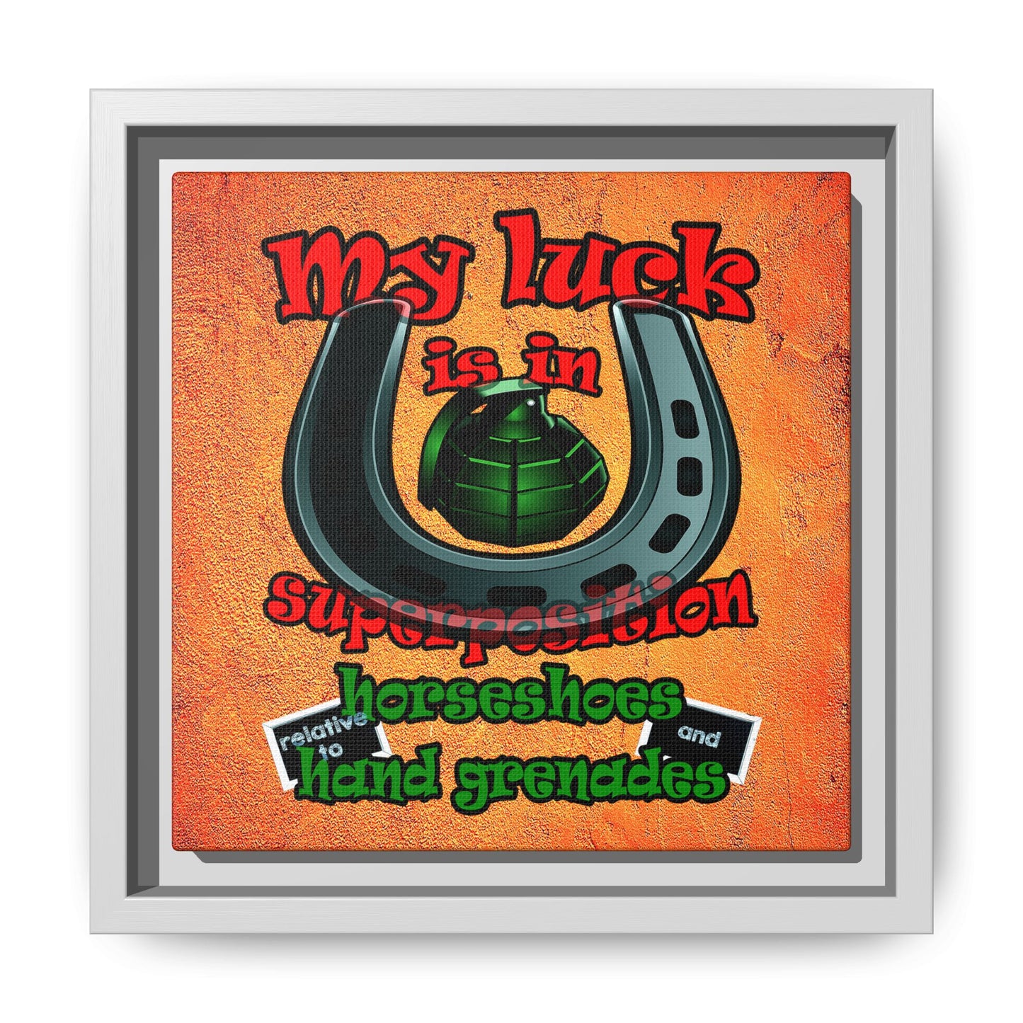 my luck - framed canvas art (burnt orange)