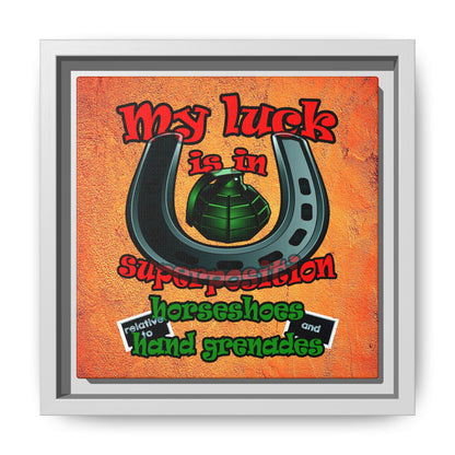 my luck - framed canvas art (burnt orange)