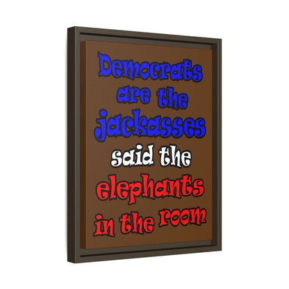 donkeys and elephants - framed canvas art (brown)
