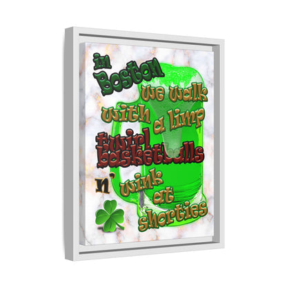 celtics logo - framed canvas art (white marble)