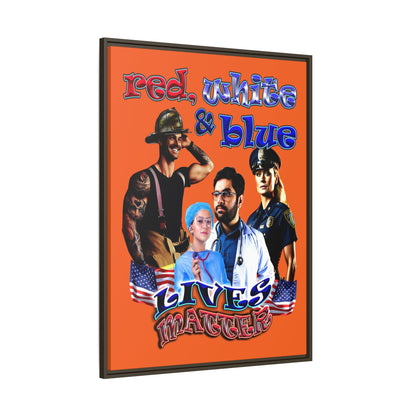 rw&b lives matter - framed canvas art (orange)