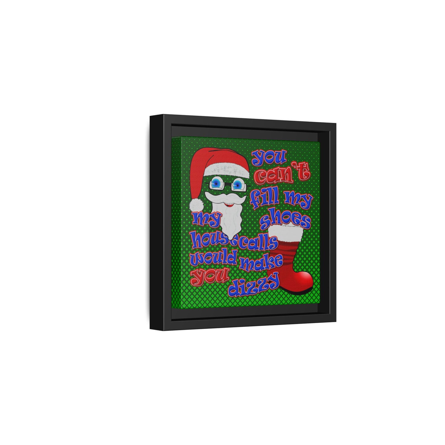 santa's shoes - framed canvas art (logo green)