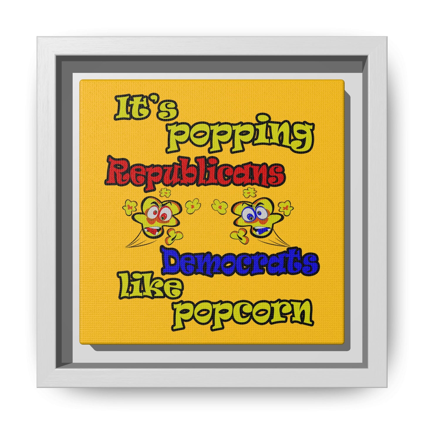 popping like popcorn - framed canvas art (yellow)