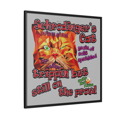 schrodinger's cat - framed canvas art (light grey)