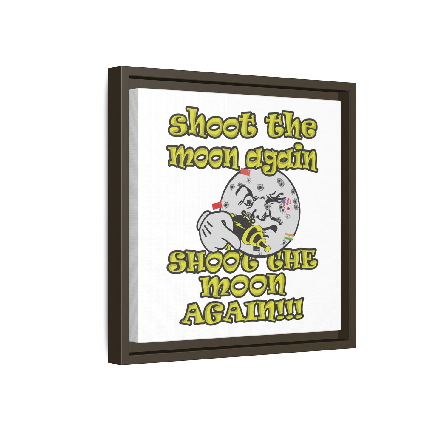 shoot the moon again - framed canvas art (white)