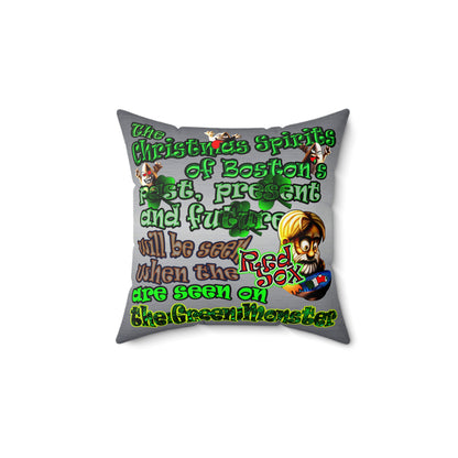 christmas spirits of boston - Faux Suede Square Pillow - (brushed nickel)