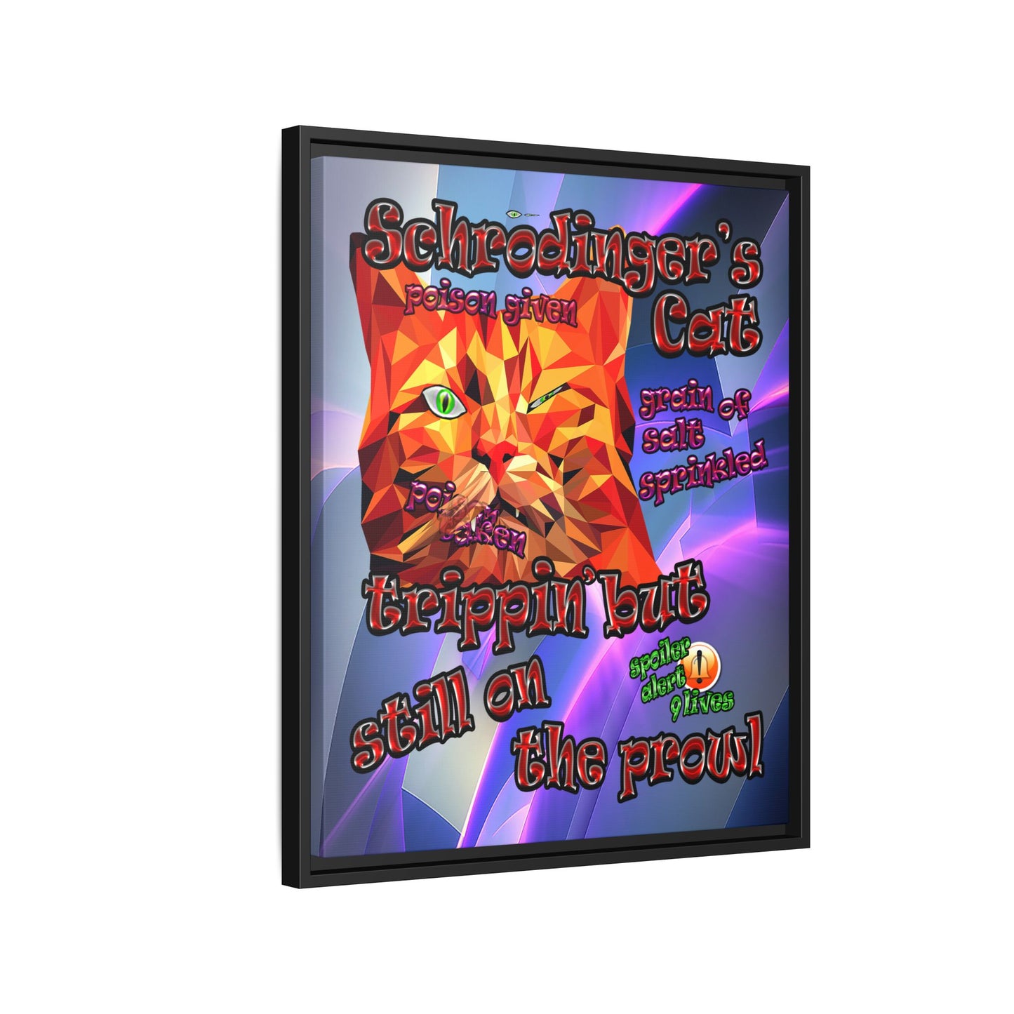schrodinger's cat - framed canvas art (grey-pink wave)