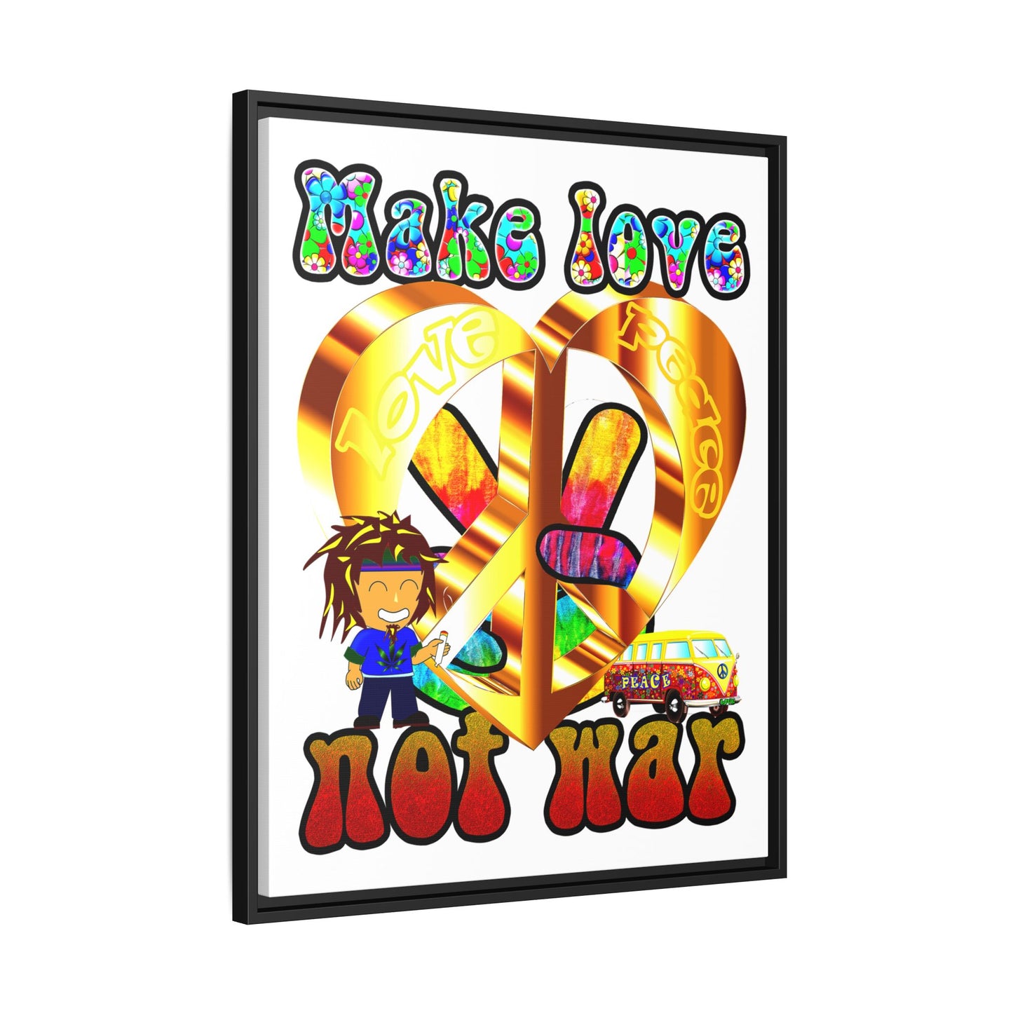 love peace - framed canvas art (white)
