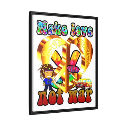 love peace - framed canvas art (white)
