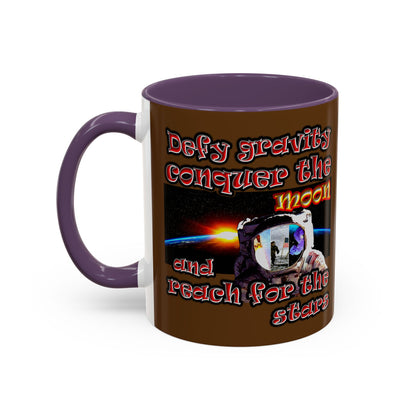 defy conquer reach - Accent Mug (brown)