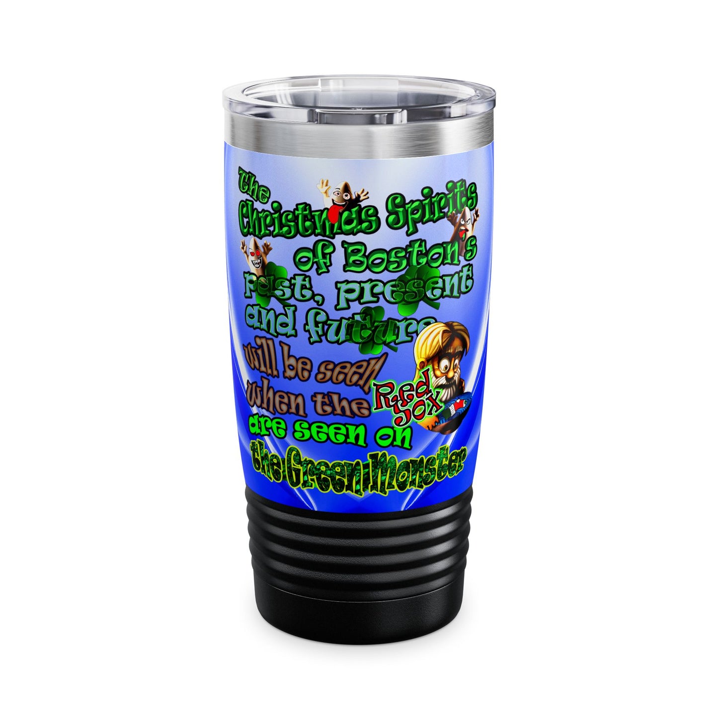 christmas spirits of boston - Ringneck Tumbler, 20oz (blue-white wave)