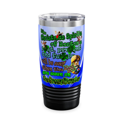 christmas spirits of boston - Ringneck Tumbler, 20oz (blue-white wave)