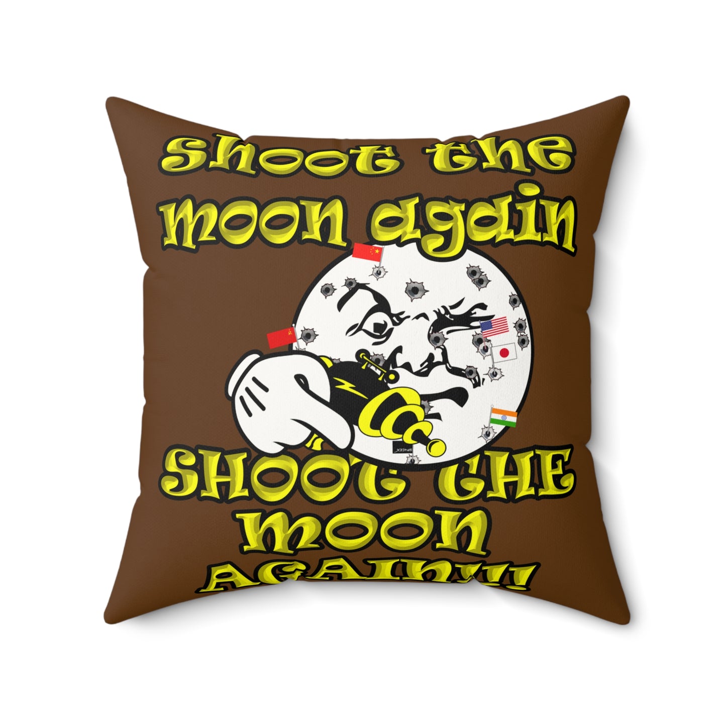 shoot the moon again - Faux Suede Square Pillow - (brown)