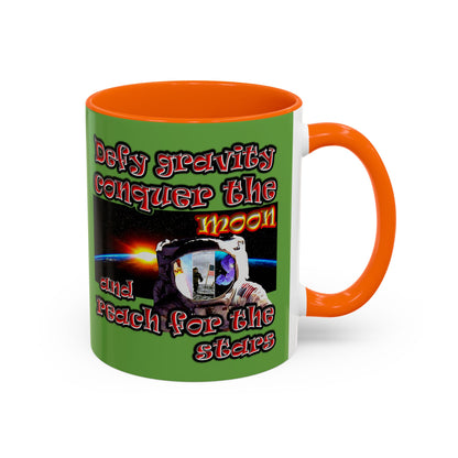 defy conquer reach - Accent Mug (green)