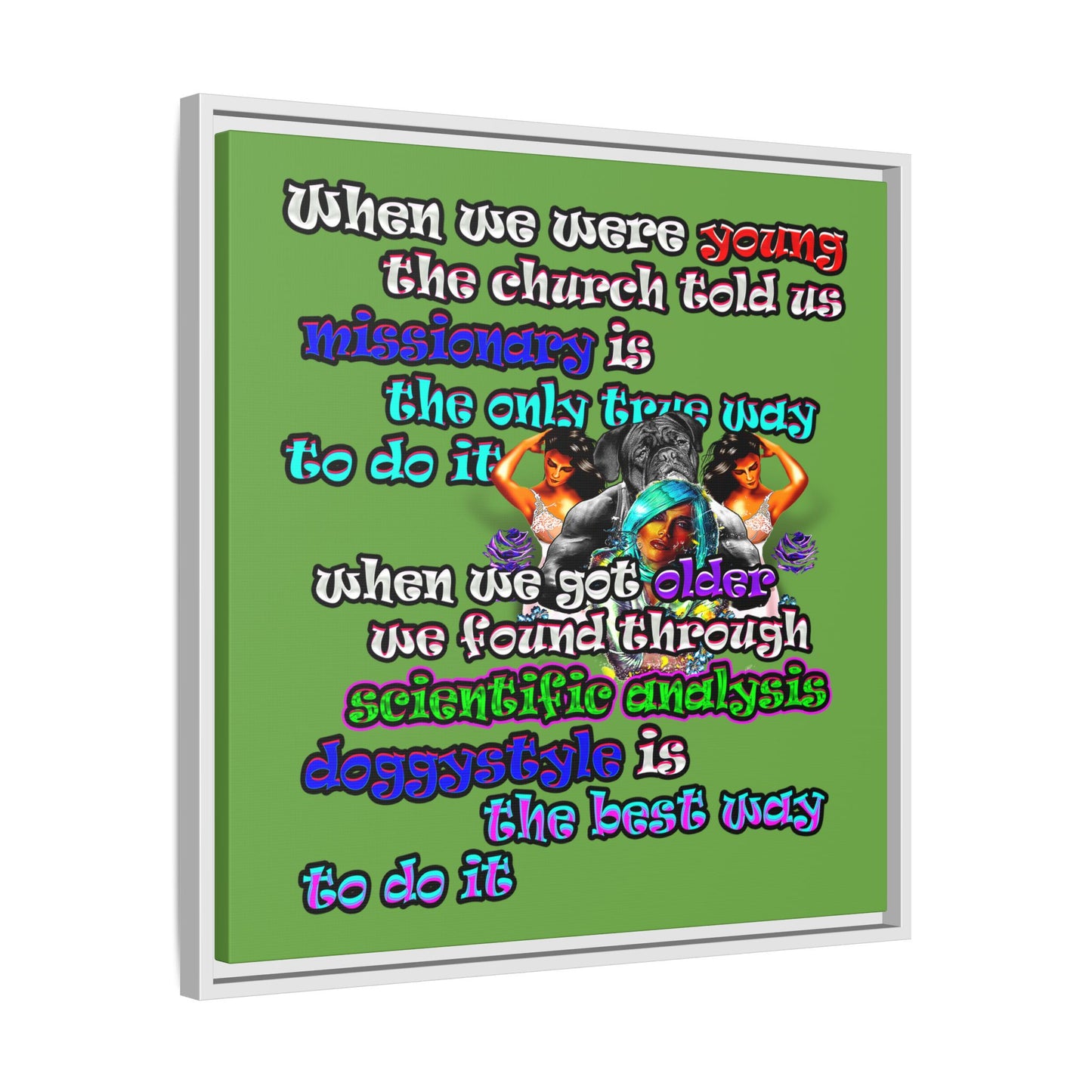 doggystyle - framed canvas art (green)