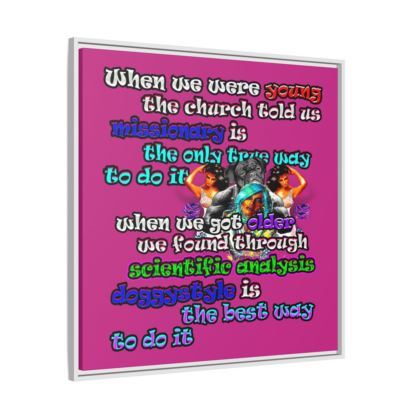 doggystyle - framed canvas art (pink)