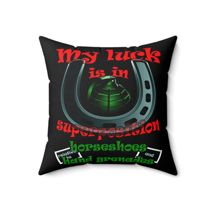 my luck - Faux Suede Square Pillow - (black)