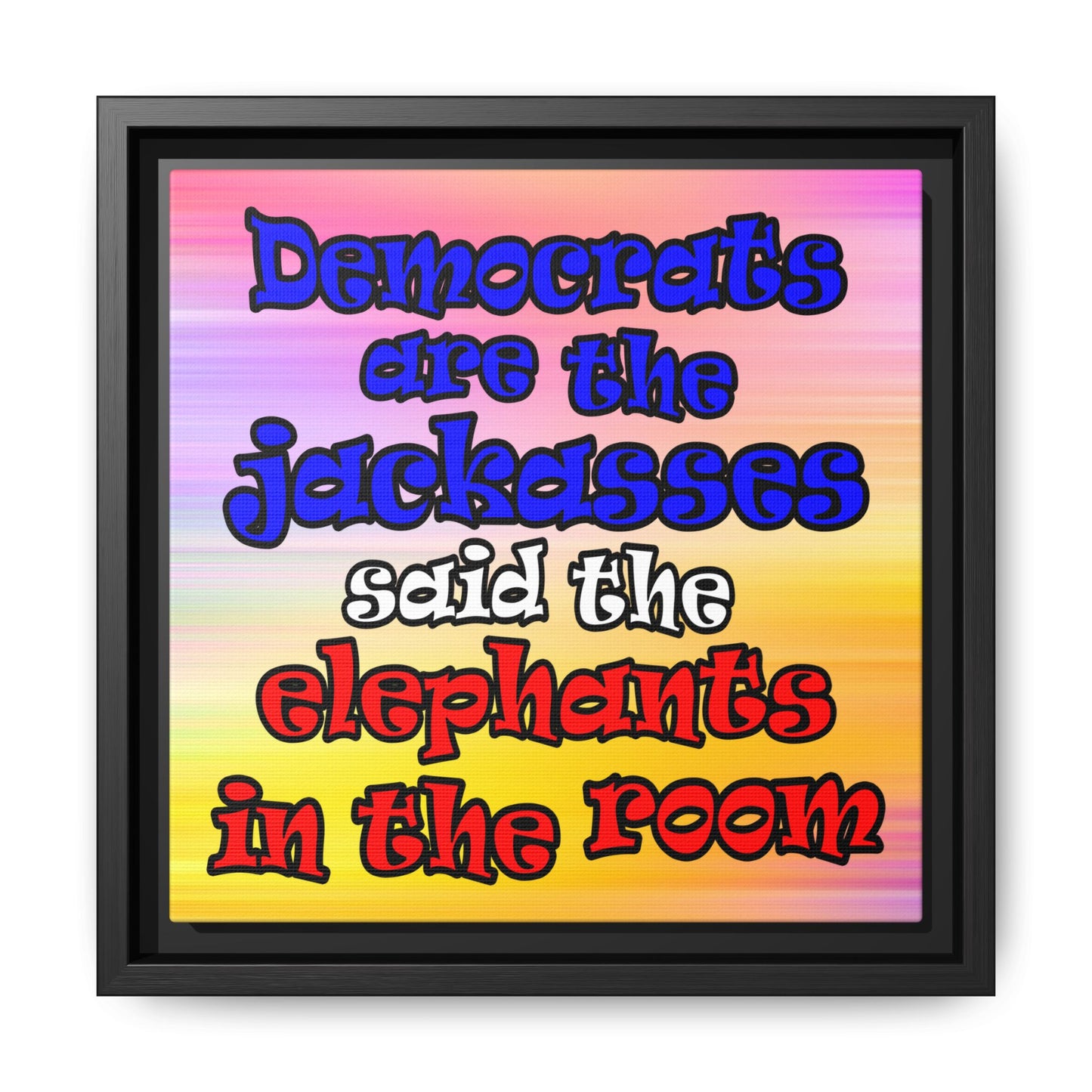 donkeys and elephants - framed canvas art (color blur)
