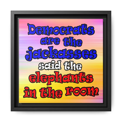 donkeys and elephants - framed canvas art (color blur)