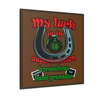 my luck - framed canvas art (brown)
