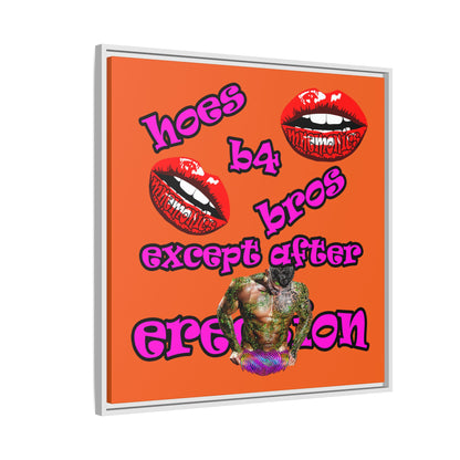 hoes b4 bros - framed canvas art (orange)