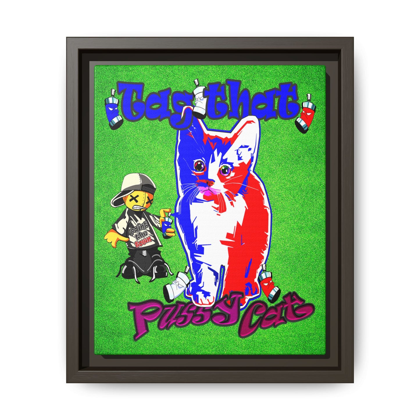 tag that - framed canvas art (green turf)