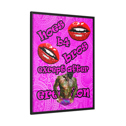 hoes b4 bros - framed canvas art (pink swirl)