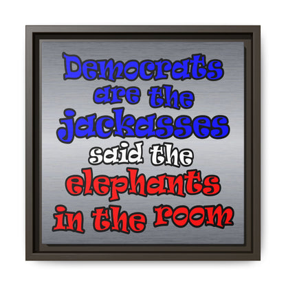 donkeys and elephants - framed canvas art (brushed nickel)