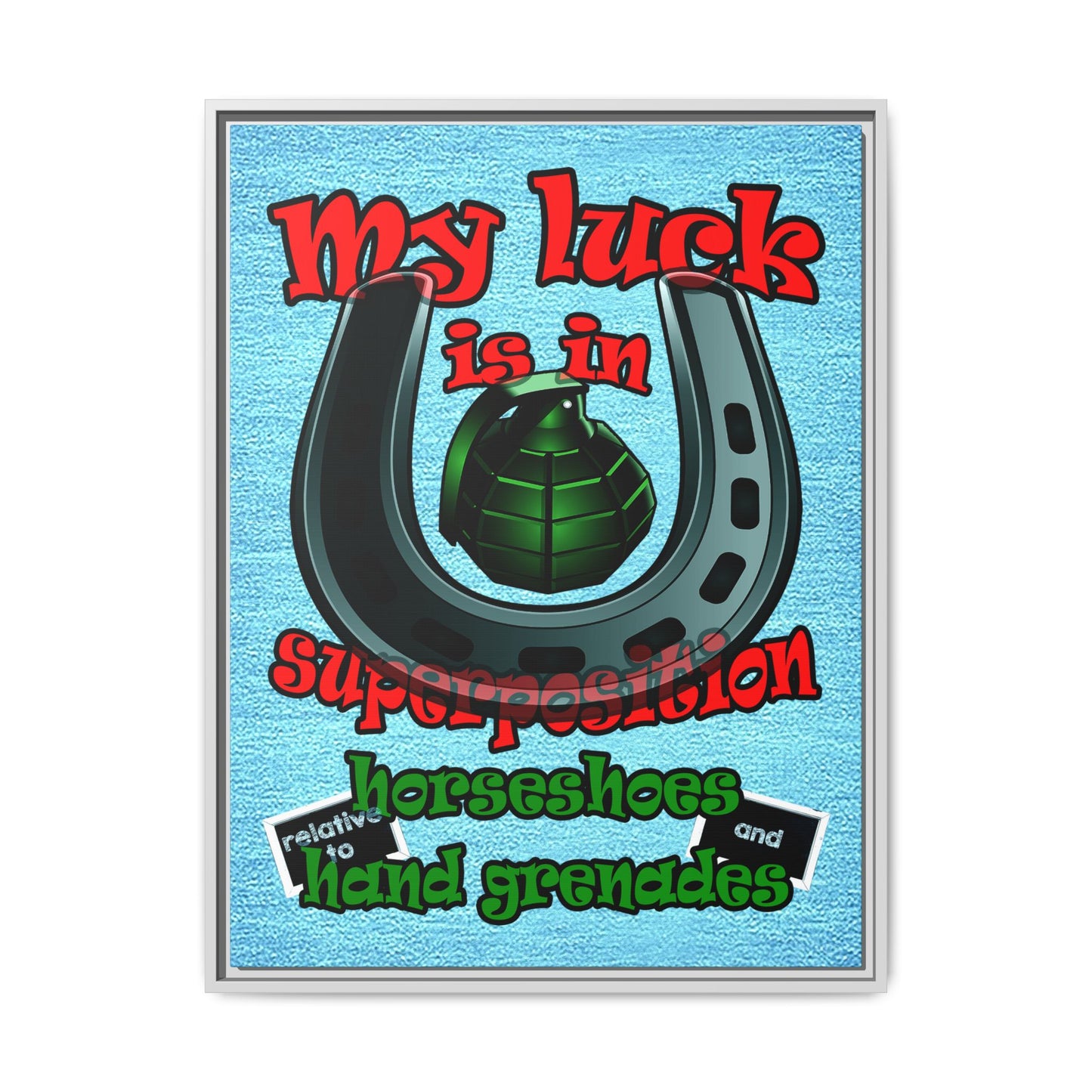 my luck - framed canvas art (faded blue)