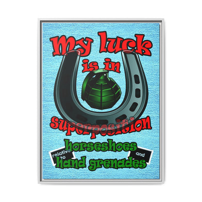 my luck - framed canvas art (faded blue)