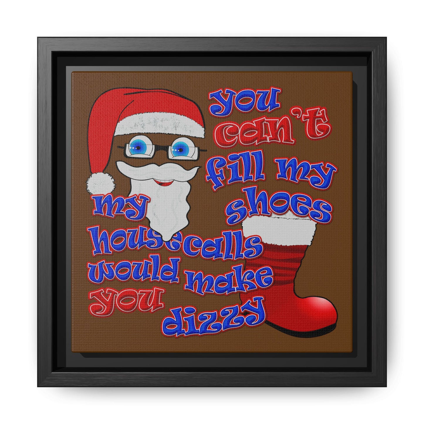 santa's shoes - framed canvas art (brown)
