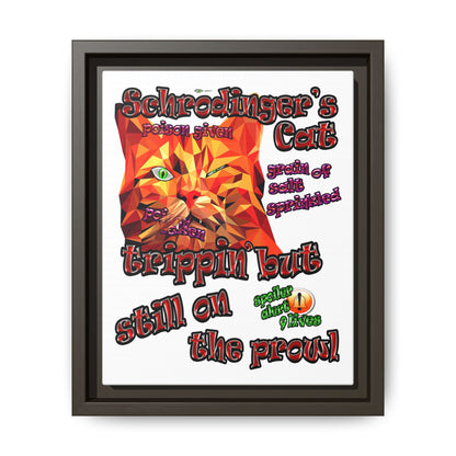 schrodinger's cat - framed canvas art (white)