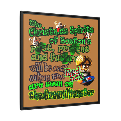 christmas spirits of boston - framed canvas art (light brown)