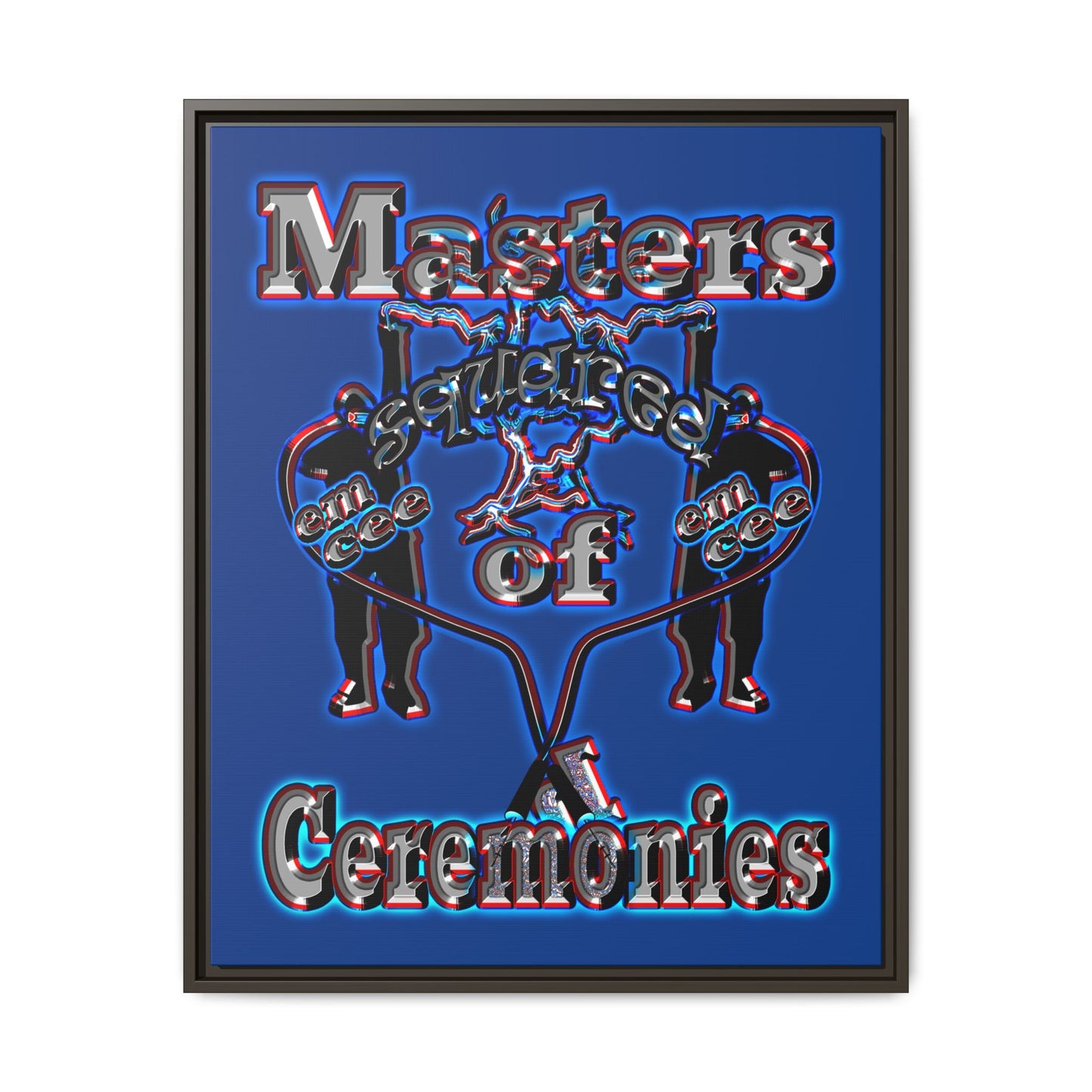 em cee squared - framed canvas art (dark blue)