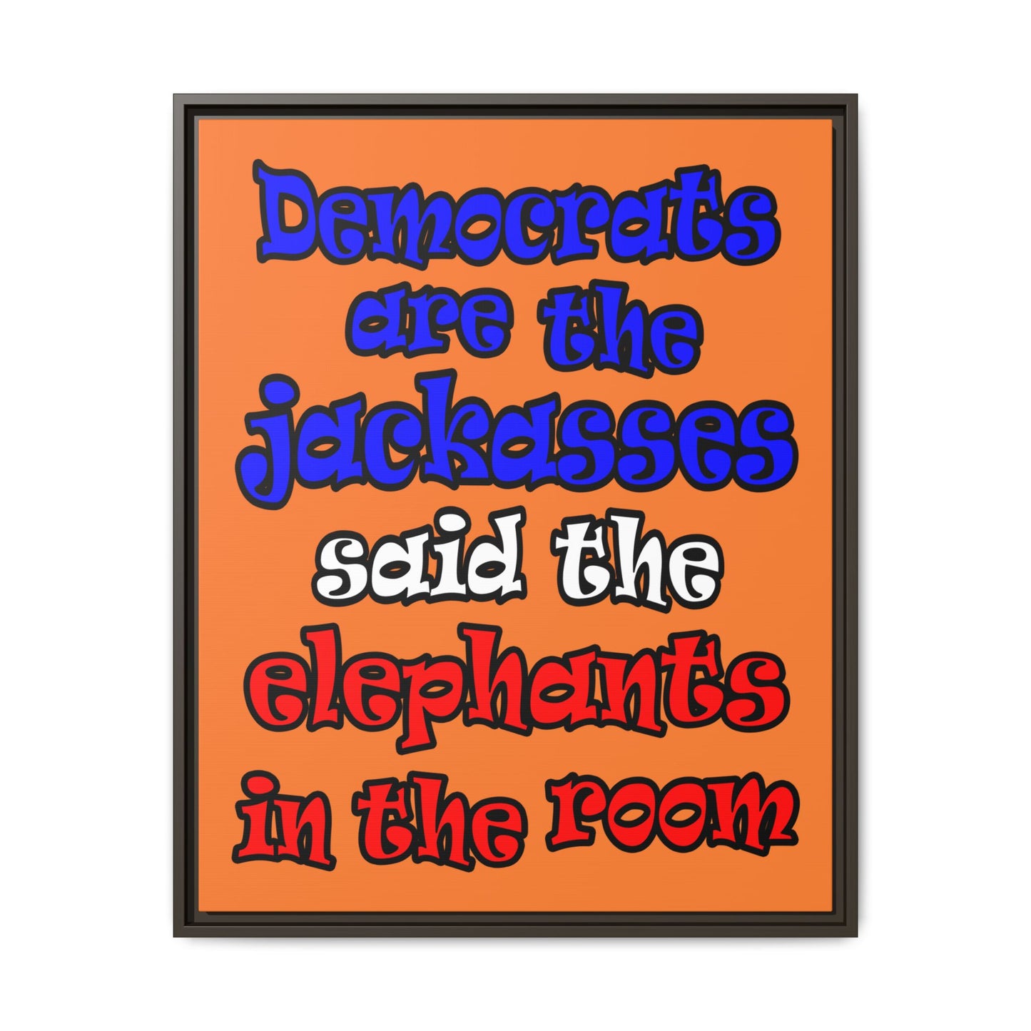 donkeys and elephants - framed canvas art (crusta)