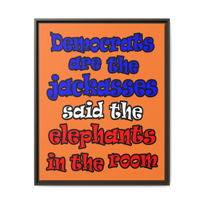 donkeys and elephants - framed canvas art (crusta)