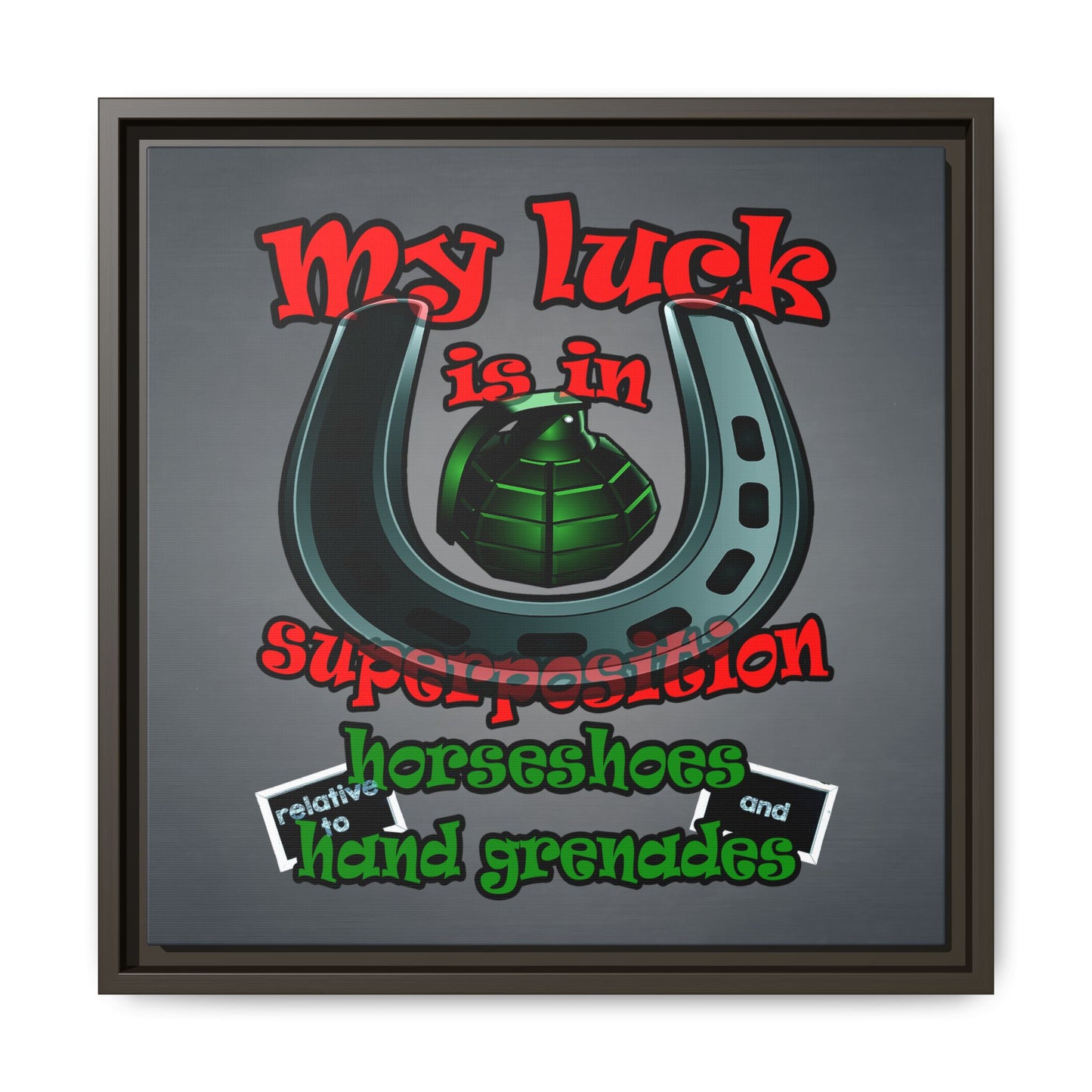 my luck - framed canvas art (grey-light grey)
