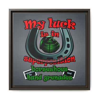 my luck - framed canvas art (grey-light grey)