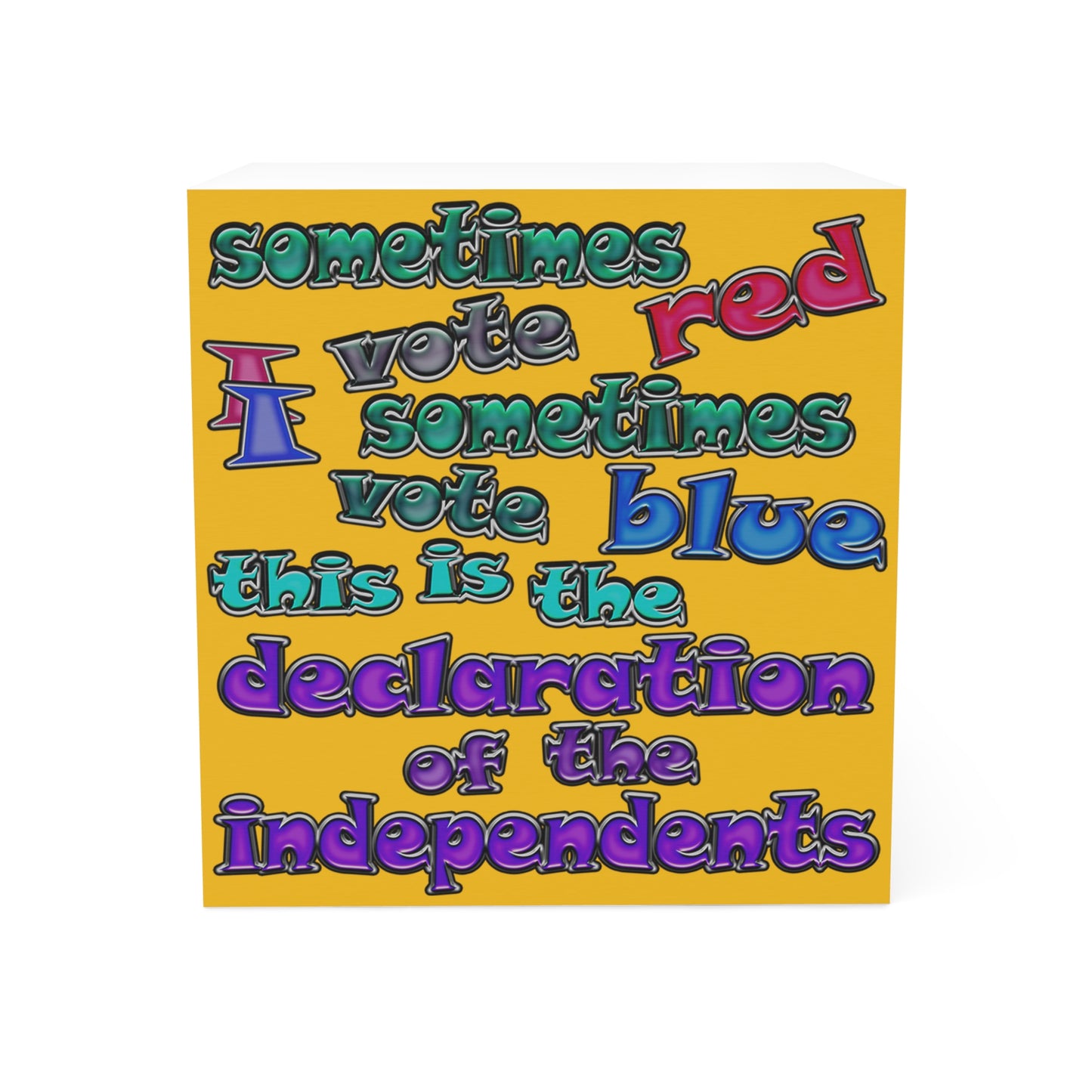 declaration of the independents - note cube (yellow)