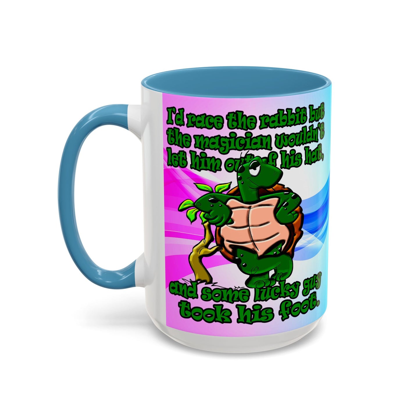 turtle race - Accent Mug (light blue-pink wave)