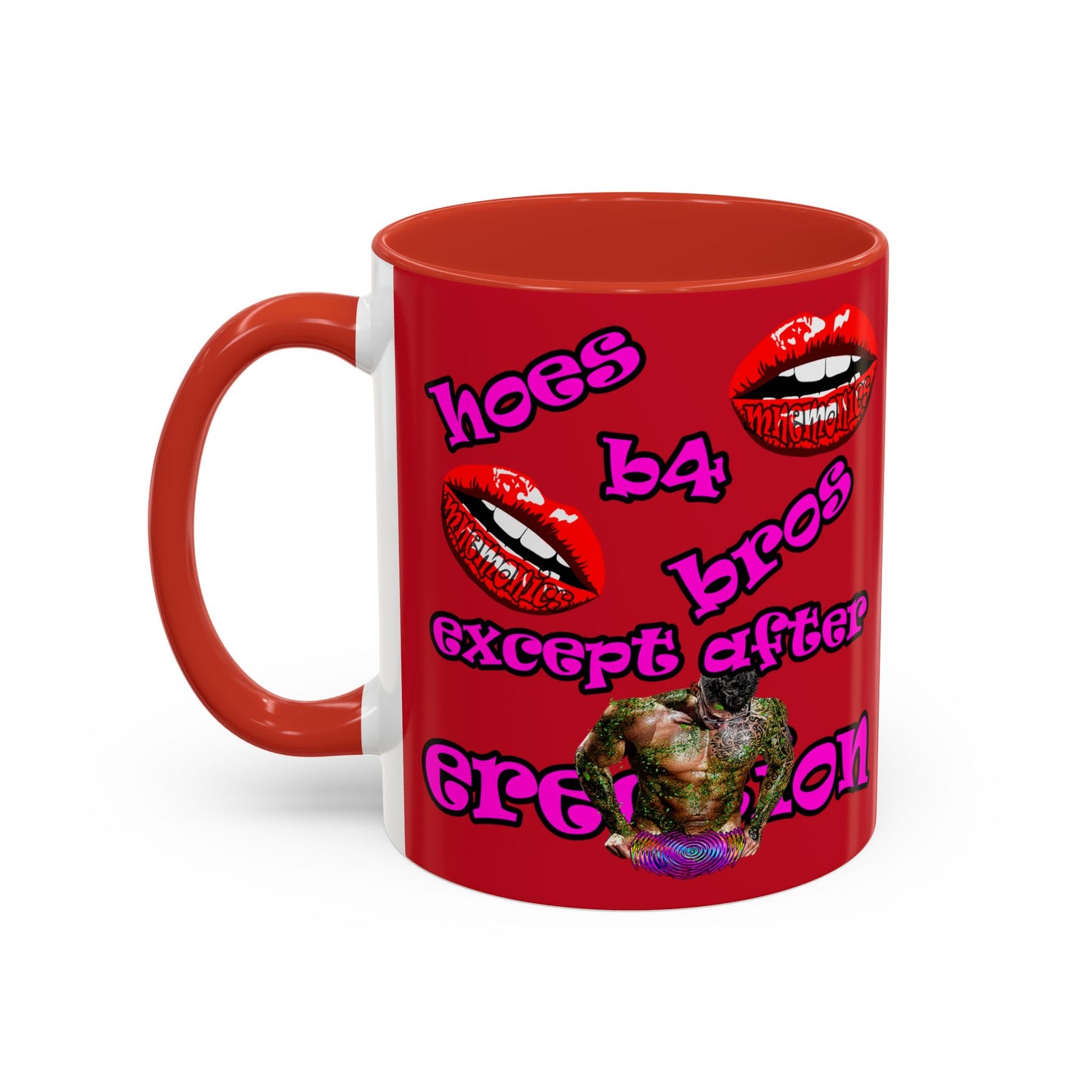 hoes b4 bros - Accent Mug (dark red)