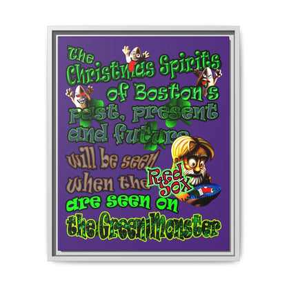 christmas spirits of boston - framed canvas art (purple)