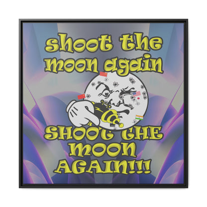 shoot the moon again - framed canvas art (grey-pink wave)