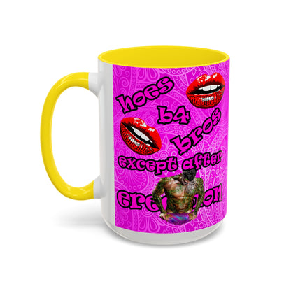 hoes b4 bros - Accent Mug (pink swirl)