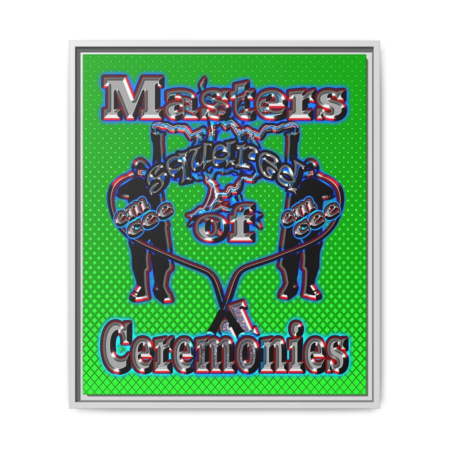 em cee squared - framed canvas art (logo green)
