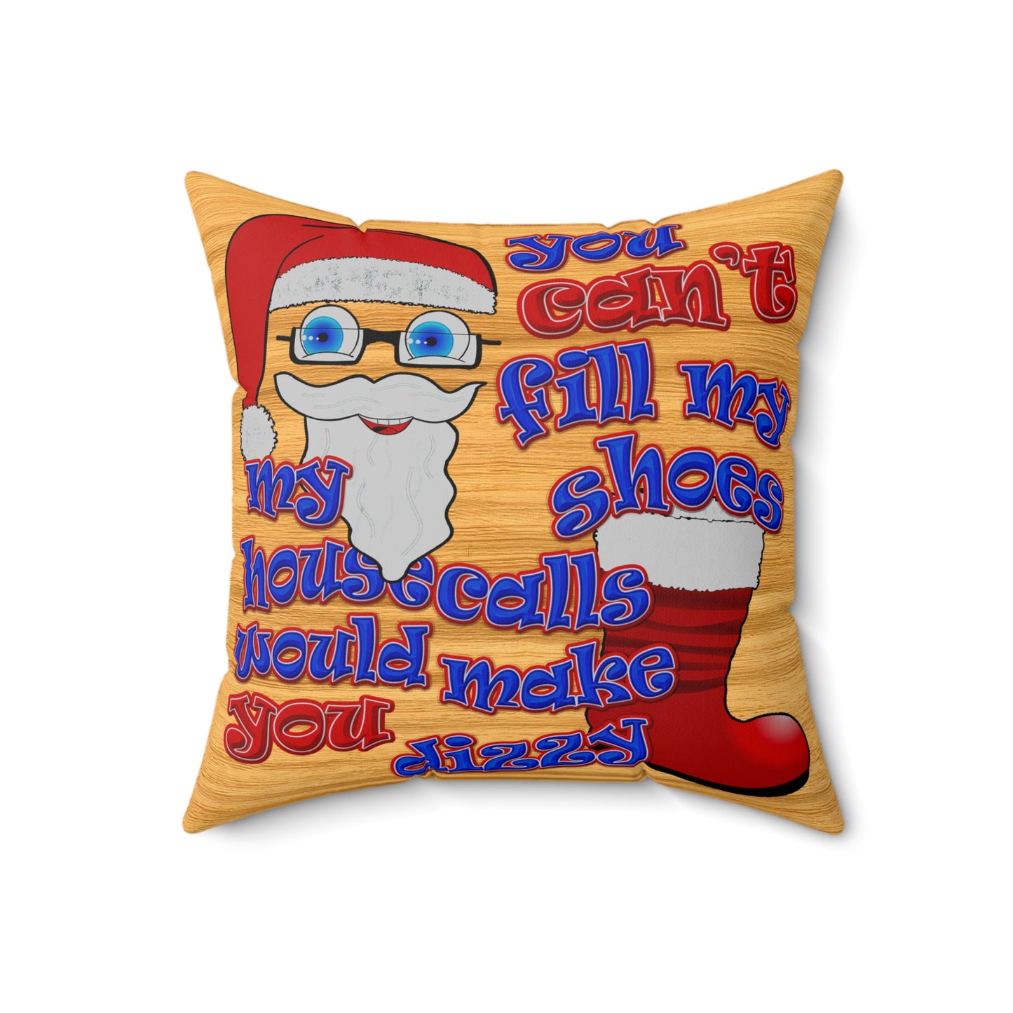 santa's shoes - Spun Polyester Square Pillow - (butterscotch wood finish)