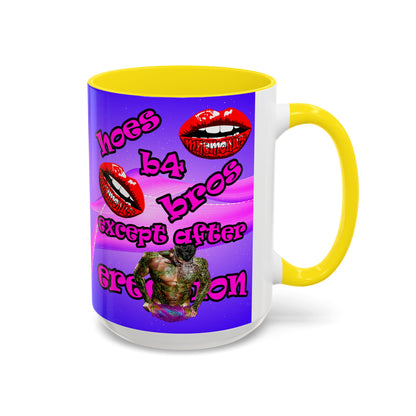 hoes b4 bros - Accent Mug (purple-pink wave)
