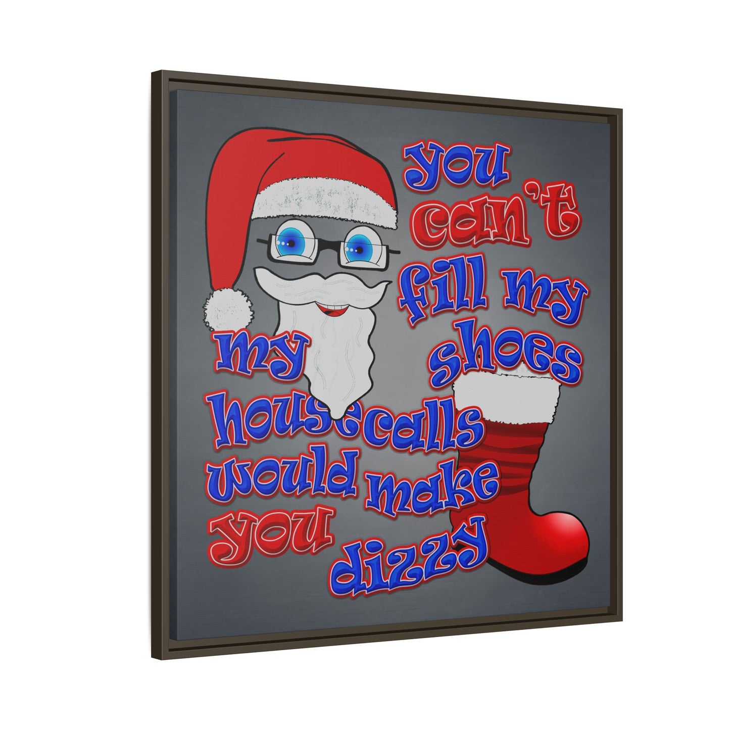 santa's shoes - framed canvas art (grey-light grey)