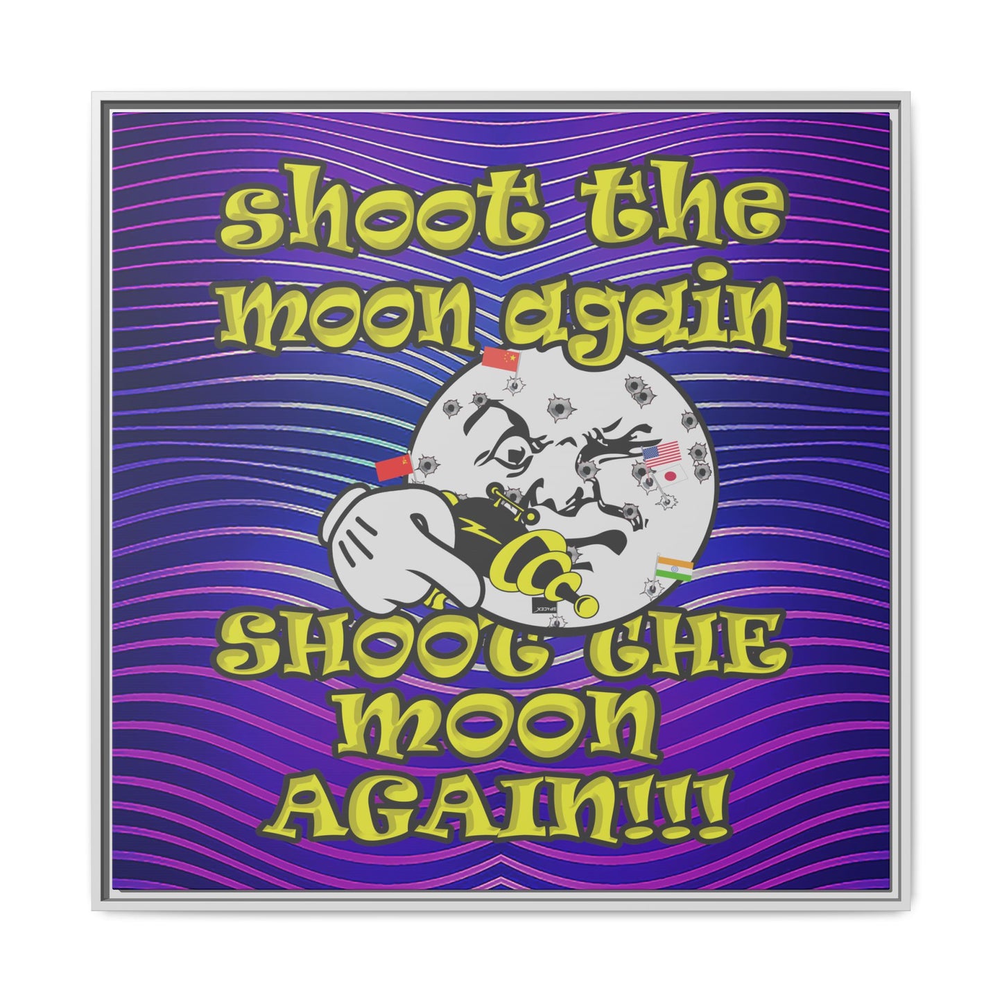 shoot the moon again - framed canvas art (purple wave)