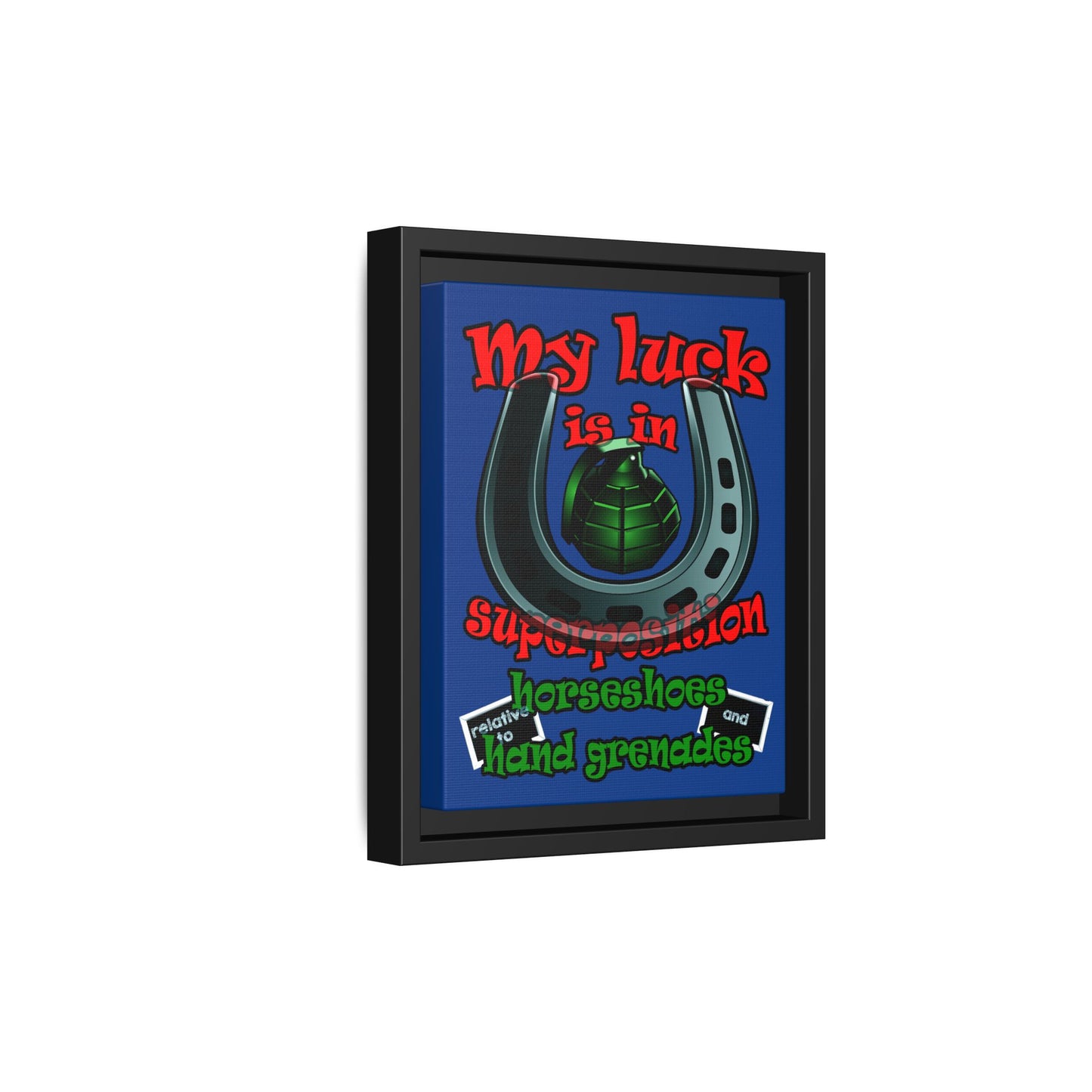 my luck - framed canvas art (dark blue)